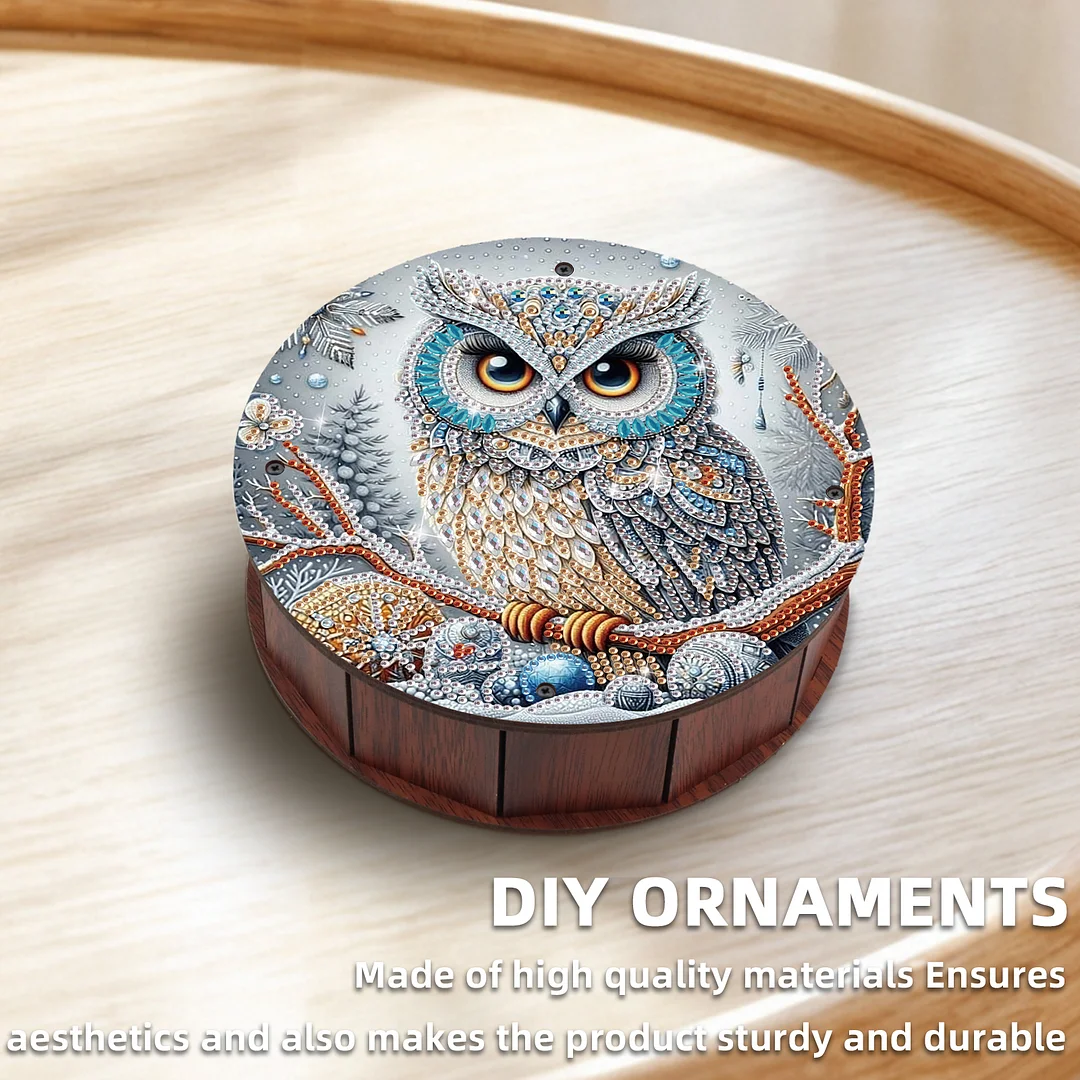 Diamond Painting Round Snack Box Kit Art Decor for Handmade Decor Gifts (Owl)