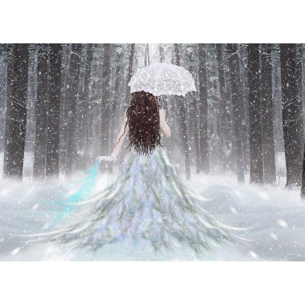 

40*30CM-Round Drill Diamond Painting-Snow Land Girl, 501 Original