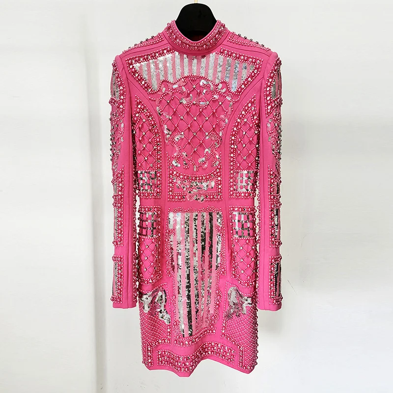 Nigikala Nigikala 2025 New Fashion Heavy Industry Diamond Nail Pearl Relide Relentight Dress Small Dress