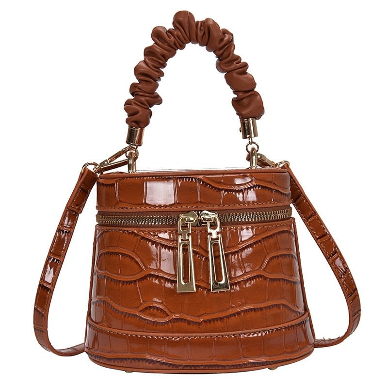 Luxury Handbag Women Bag Leather Bucket Bags For Women Crossbody Shoulder Bag Stone Pattern Female Handle Purse Female Bolso