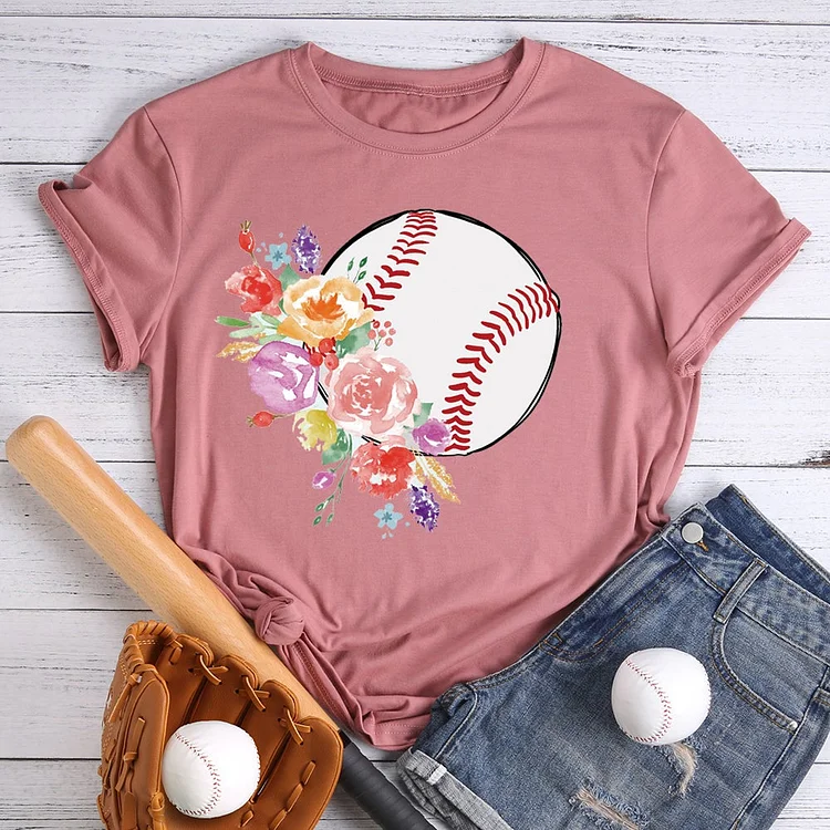 ANB - Baseball flower T-shirt Tee - 01221