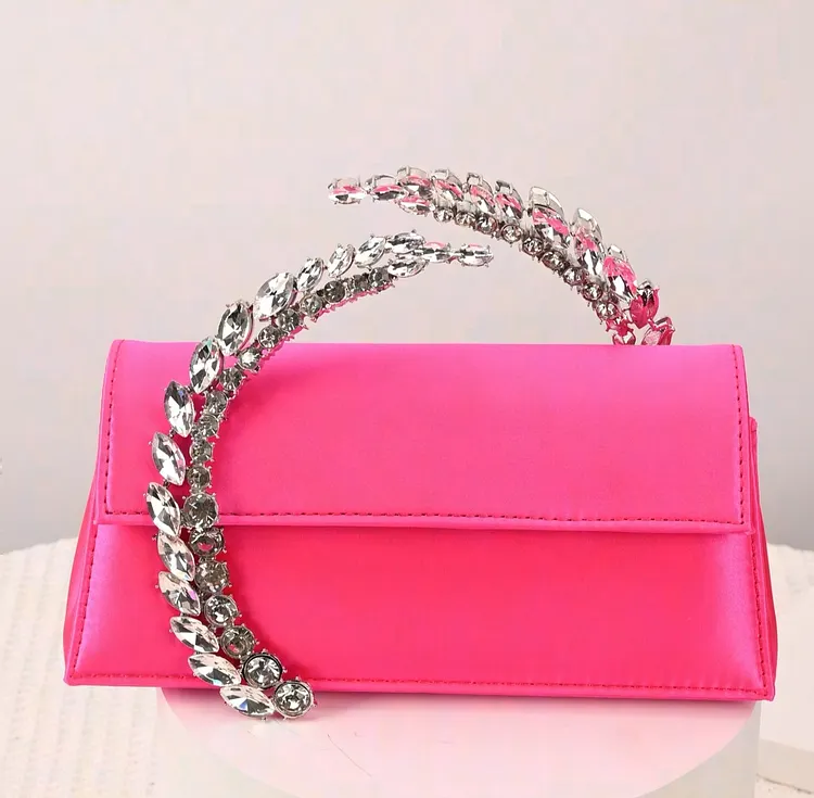 Luxury Rhinestone Handle Evening Clutch Bag for Women &ndash; Elegant Sparkling Handbag for Wedding, Party, Cocktail & Special Occasions