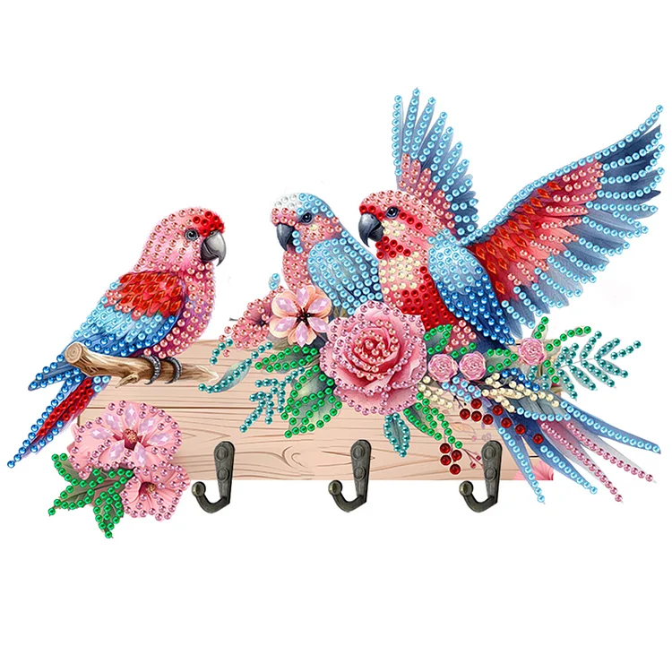 Wooden Bird Flower Diamond Painting Hanging Hooks for Beginners Kids Adults gbfke
