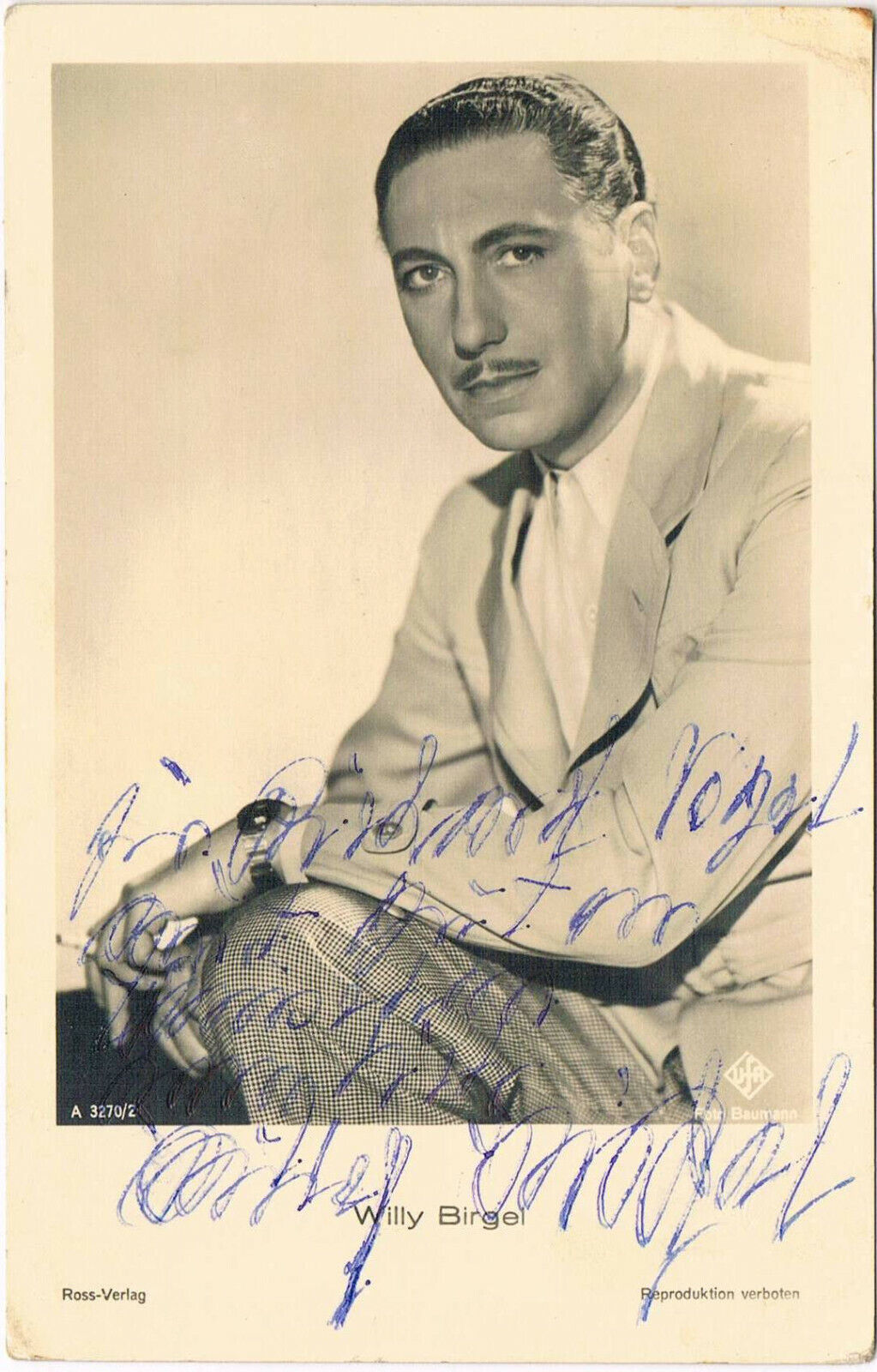 Willy Birgel 1891-1973 genuine autograph signed postcard Photo Poster painting 3.5x5.5