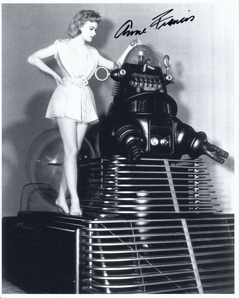 ANNE FRANCIS signed FORBIDDEN PLANET 8x10 w/ LEGGY SEXY ROBBY & TRANSPORTER