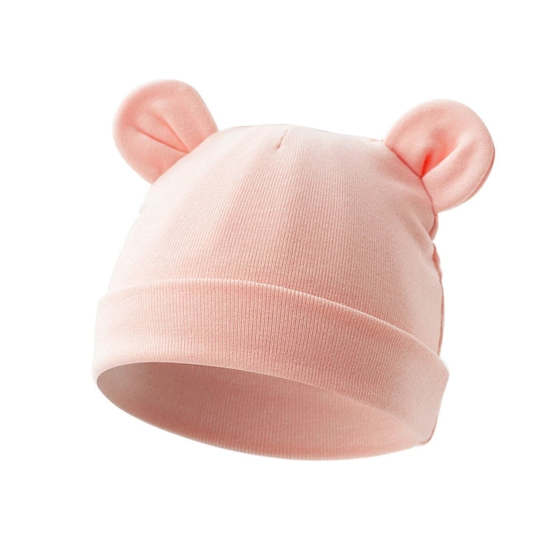 New Infant Fetal Cap Newborn Head Cap Solid Color Ear Hat Boys And Girls Baby Hat A54