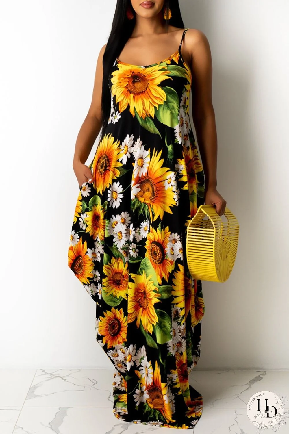 Multicolor Fashion Sexy Print Backless Spaghetti Strap Sleeveless Dress