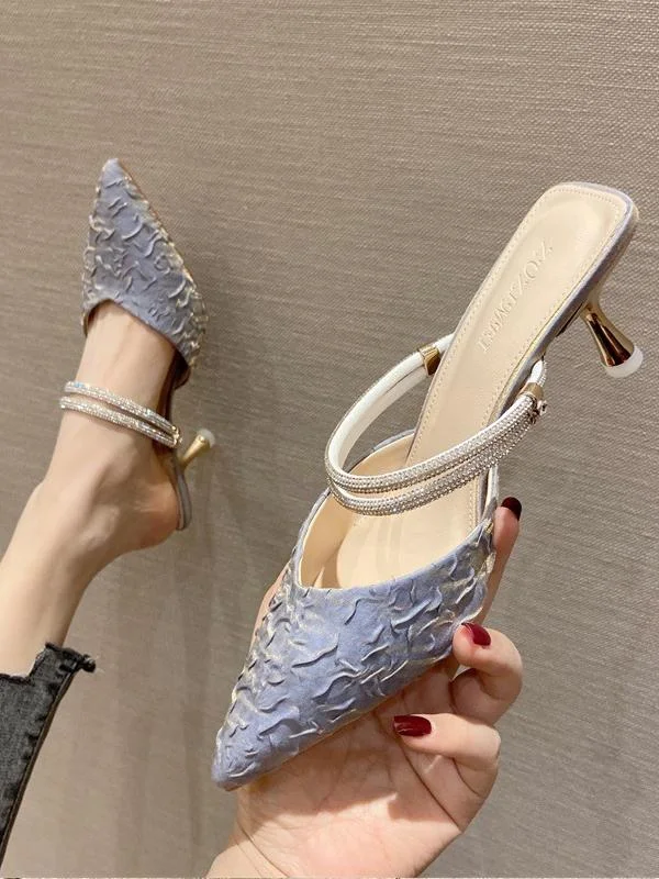 Fashion bag pointed stiletto two-wear high-heeled half slippers