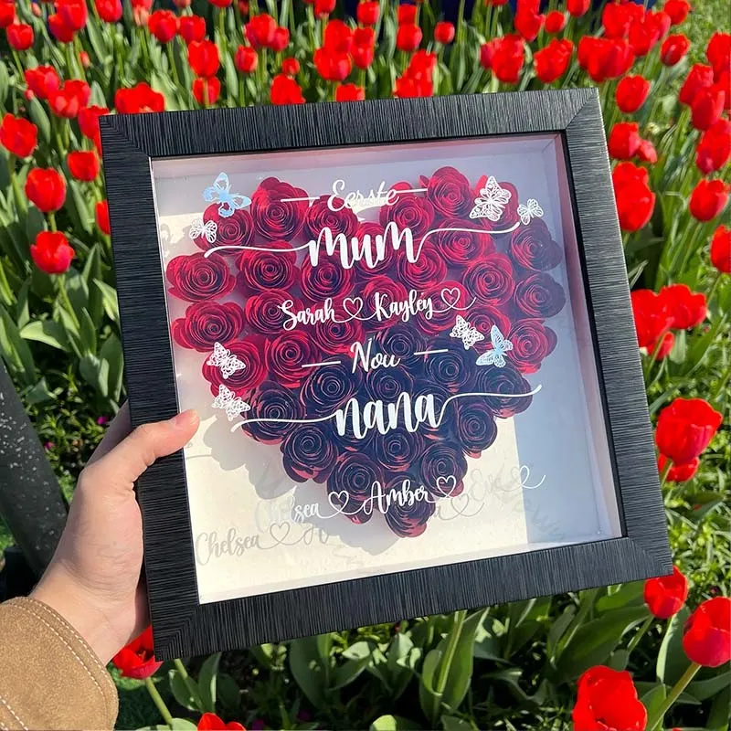 First Mum's Children Now Grandchildren - Personalized Flower Shadow Box