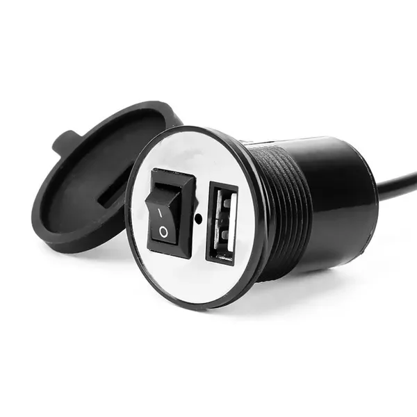 DIY USB Car Charger Motorcycle DC 12V with Switch Cigarette Lighter Socket Plug Waterproof Motorbike Phone