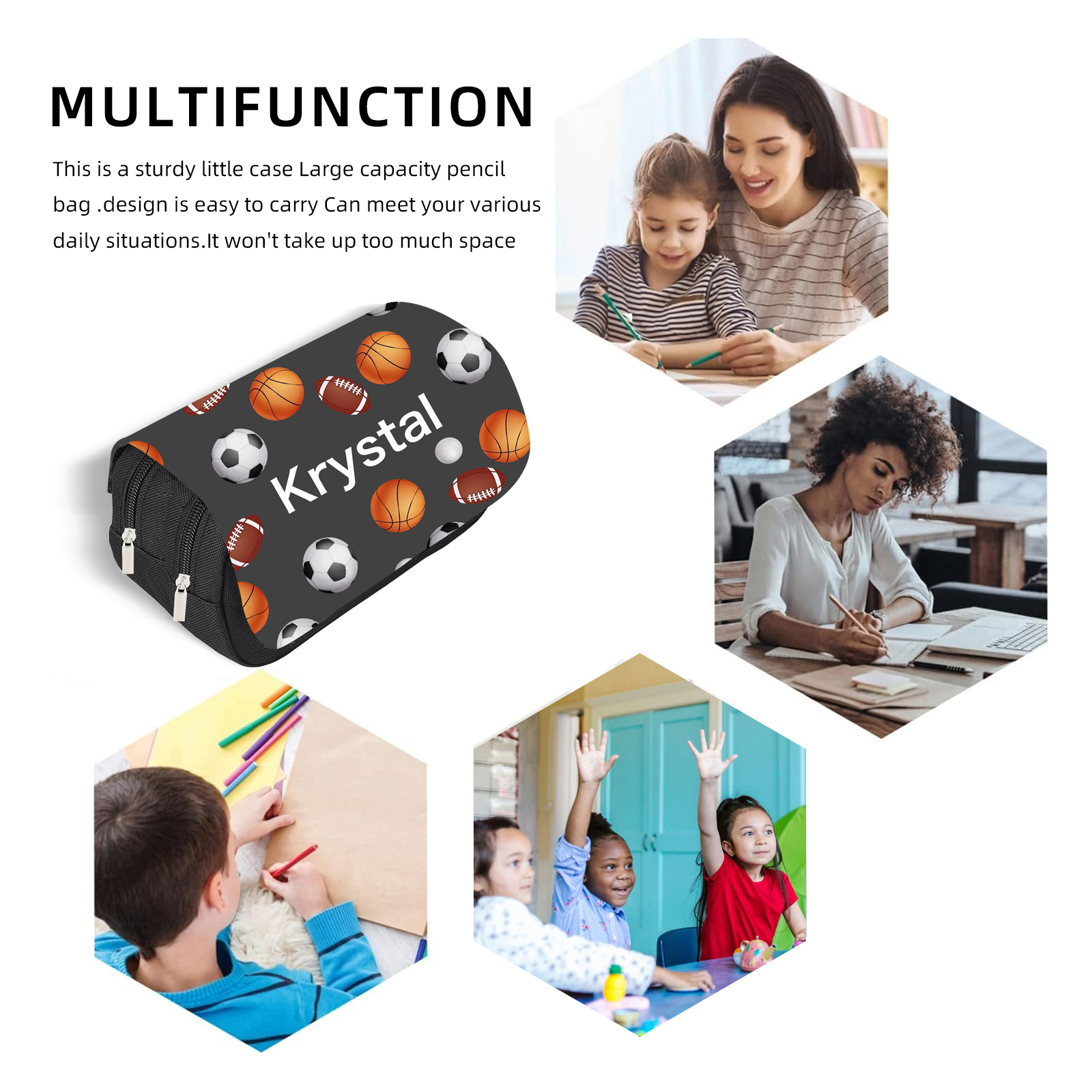 Personalized Sports Pencil Case, Customized Name Pen Case For Kids