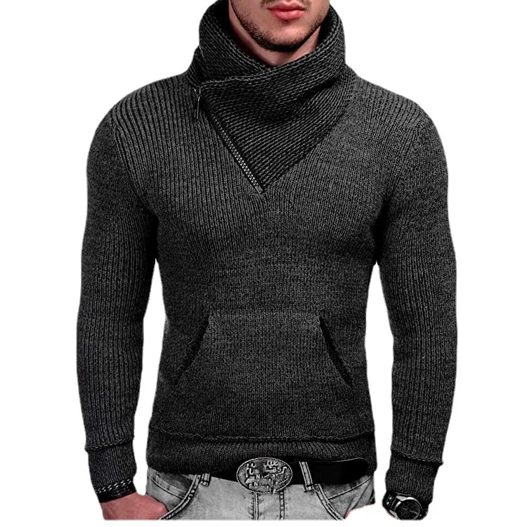 Wongn Wongn And Winter Men's Fashion Sweater Long Sleeve Turtleneck Pocket Knit Men Sweater Men's Clothing