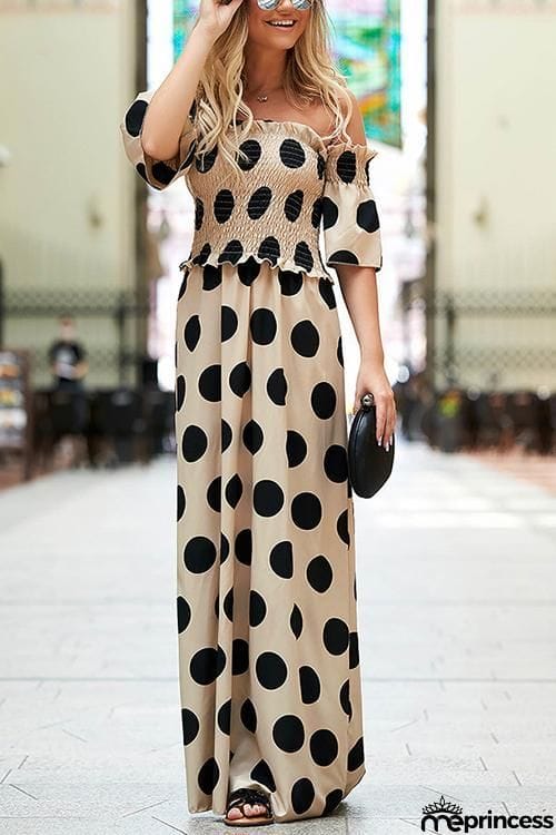 Dot Off Shouler Maxi Dress