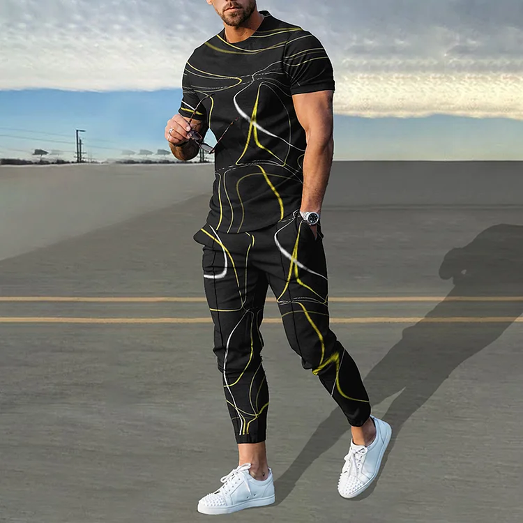 BrosWear Fashion Line Gradient Black T-Shirt And Pants Co-Ord