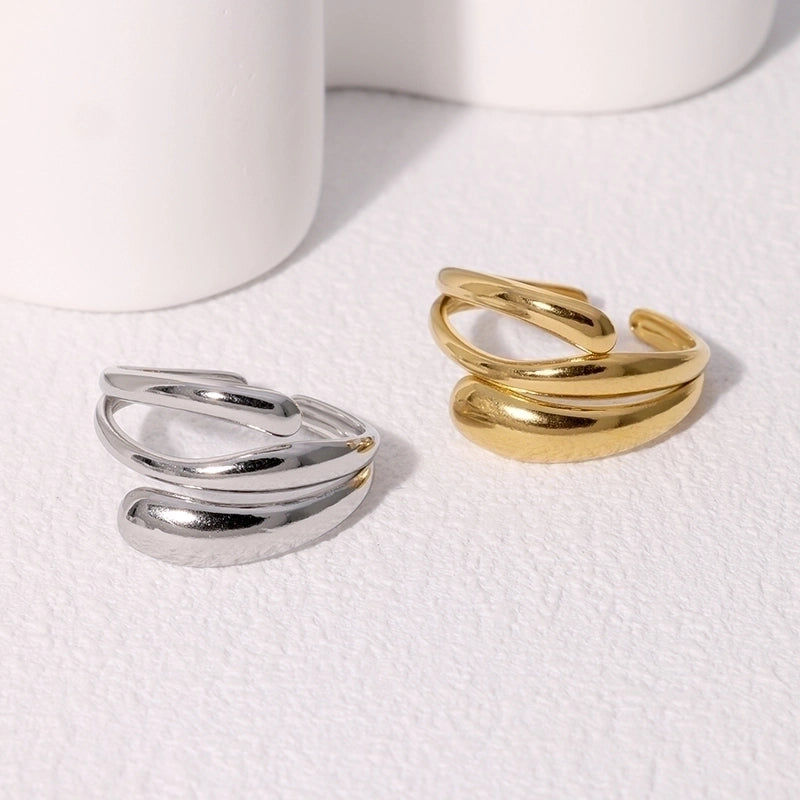 IG Style Modern Style Minimalist Geometric 304 Stainless Steel 18K Gold Plated Open Rings