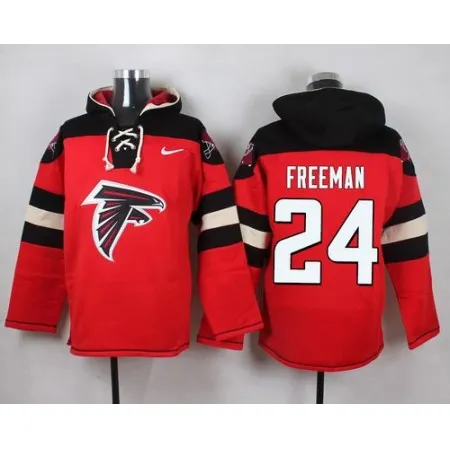 Falcons #24 Devonta Freeman Red Player Pullover NFL Hoodie