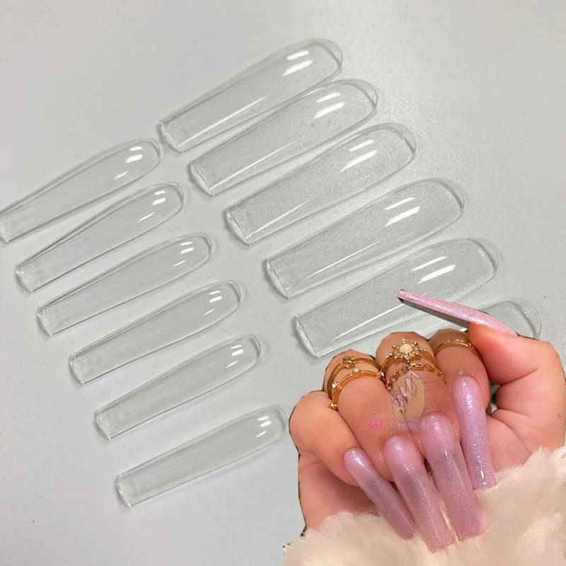 3XL Extra Long Stiletto Acrylic Press On Fake Nails Tips Clear Artificial Full Cover False Finger Sculpted Nail Manicure Tools-Nail Inspo