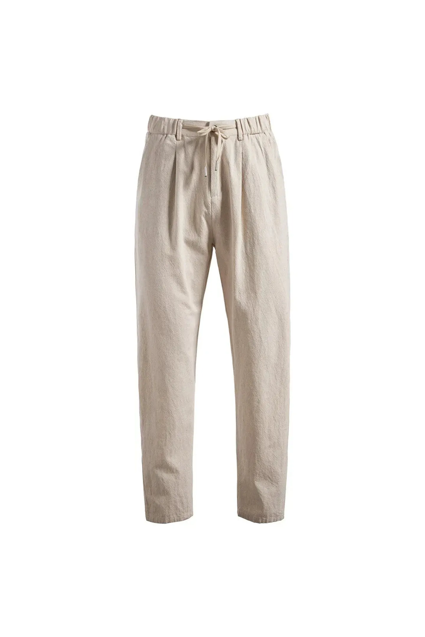 Men's Linen Blend Trousers &ndash; Relaxed Pleated Drawstring Fit