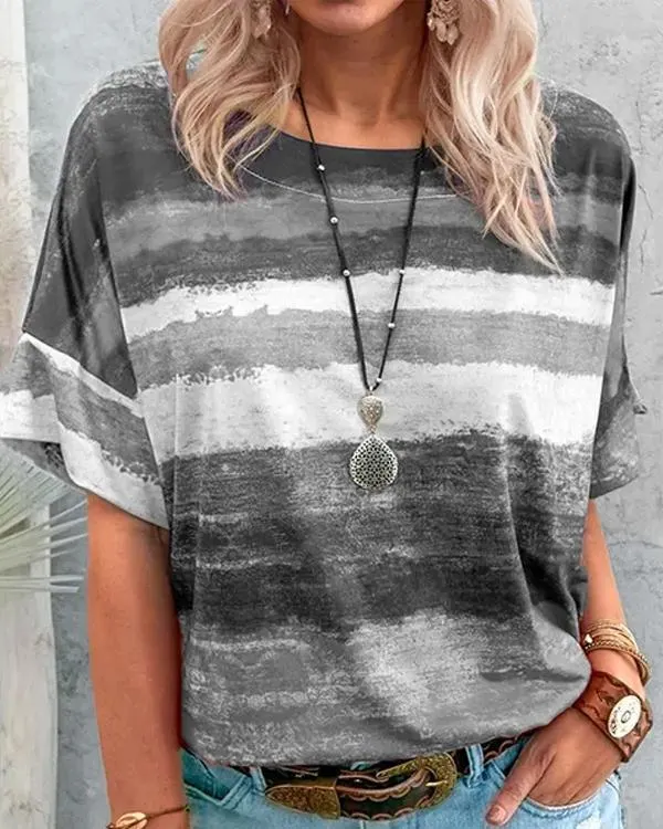 Contrast Watercolor Striped T-shirt
