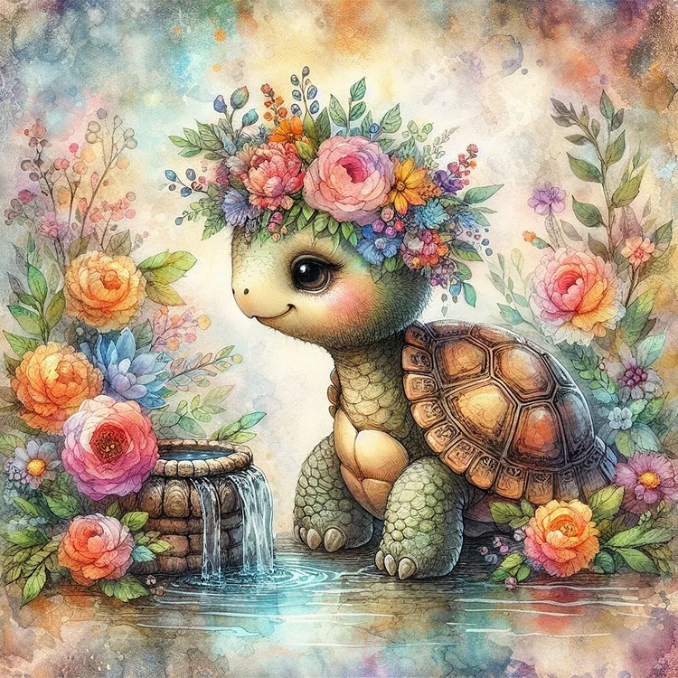 Pond Turtle 40*40CM (Canvas) Full Round Drill Diamond Painting gbfke