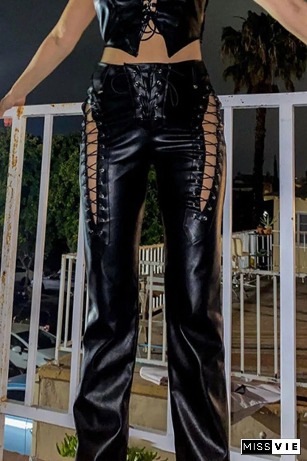 Sexy Solid Frenulum Regular Mid Waist Pencil Solid Color Bottoms