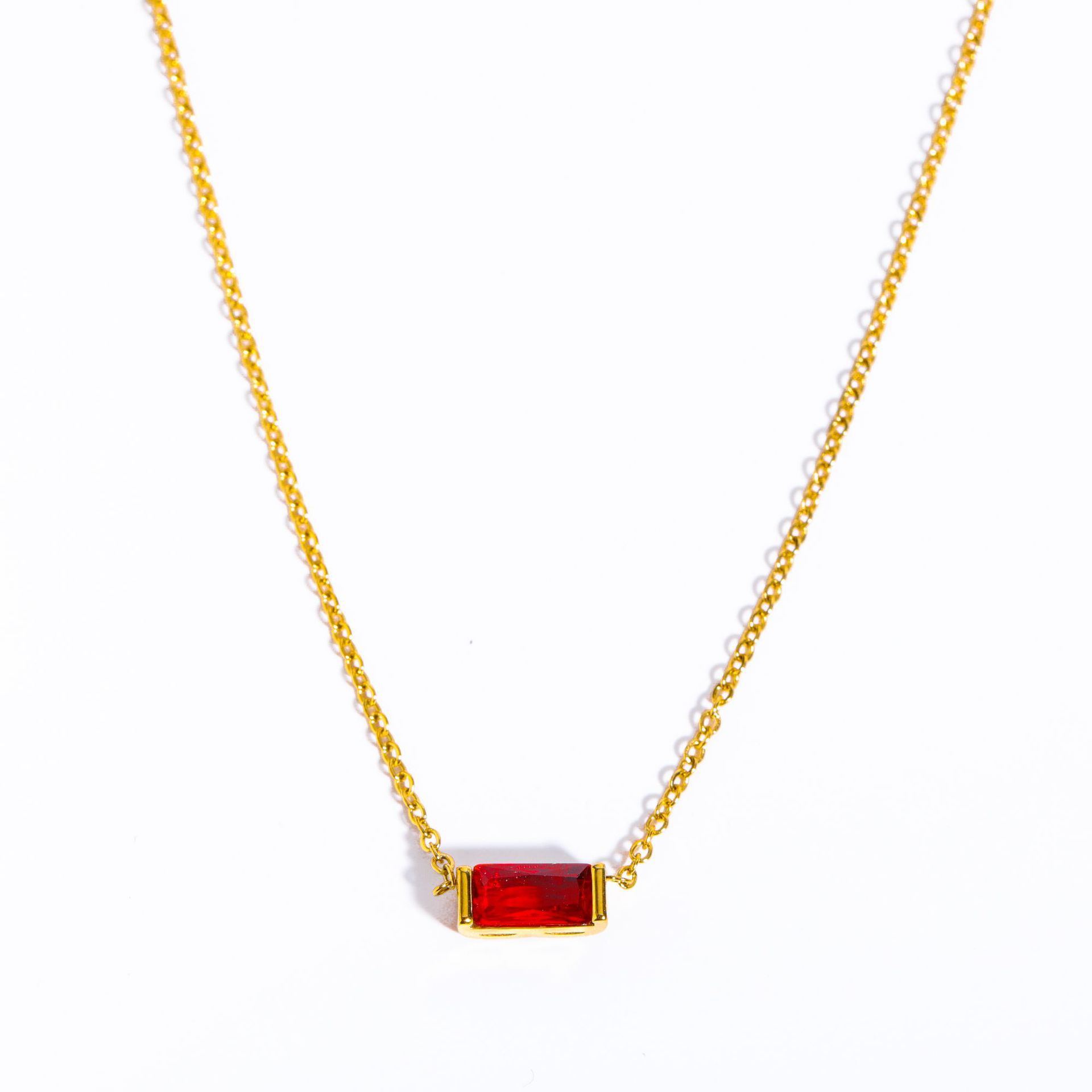 Women's Square Crystal Pendant Necklace