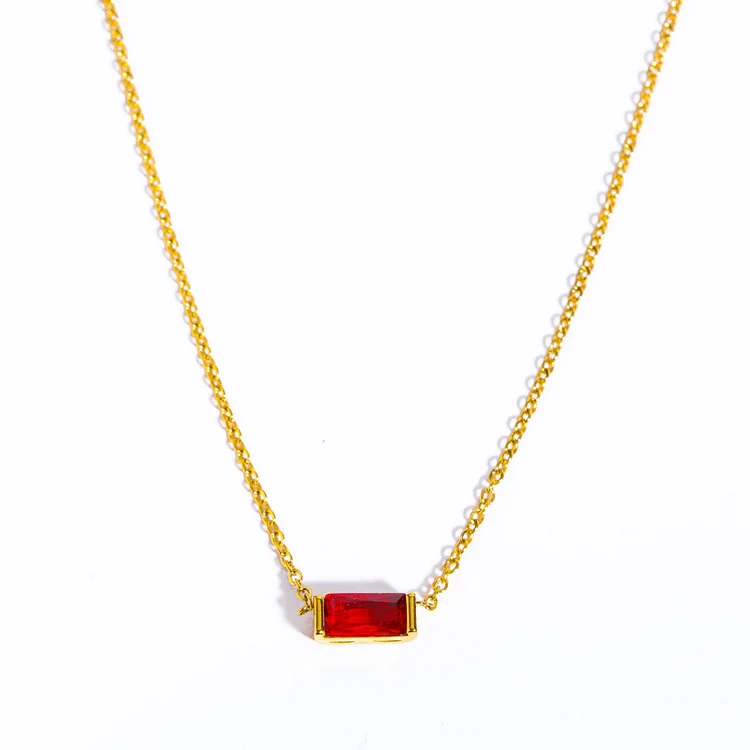Women's Square Crystal Pendant Necklace