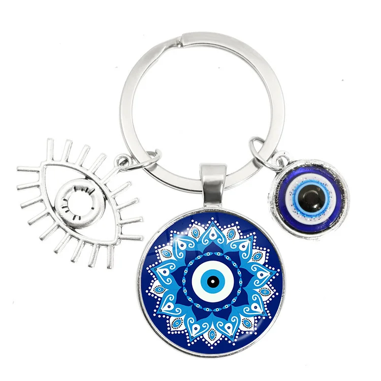 Olivenorma Blue Evil Eye Hamsa Epoxy Keychain