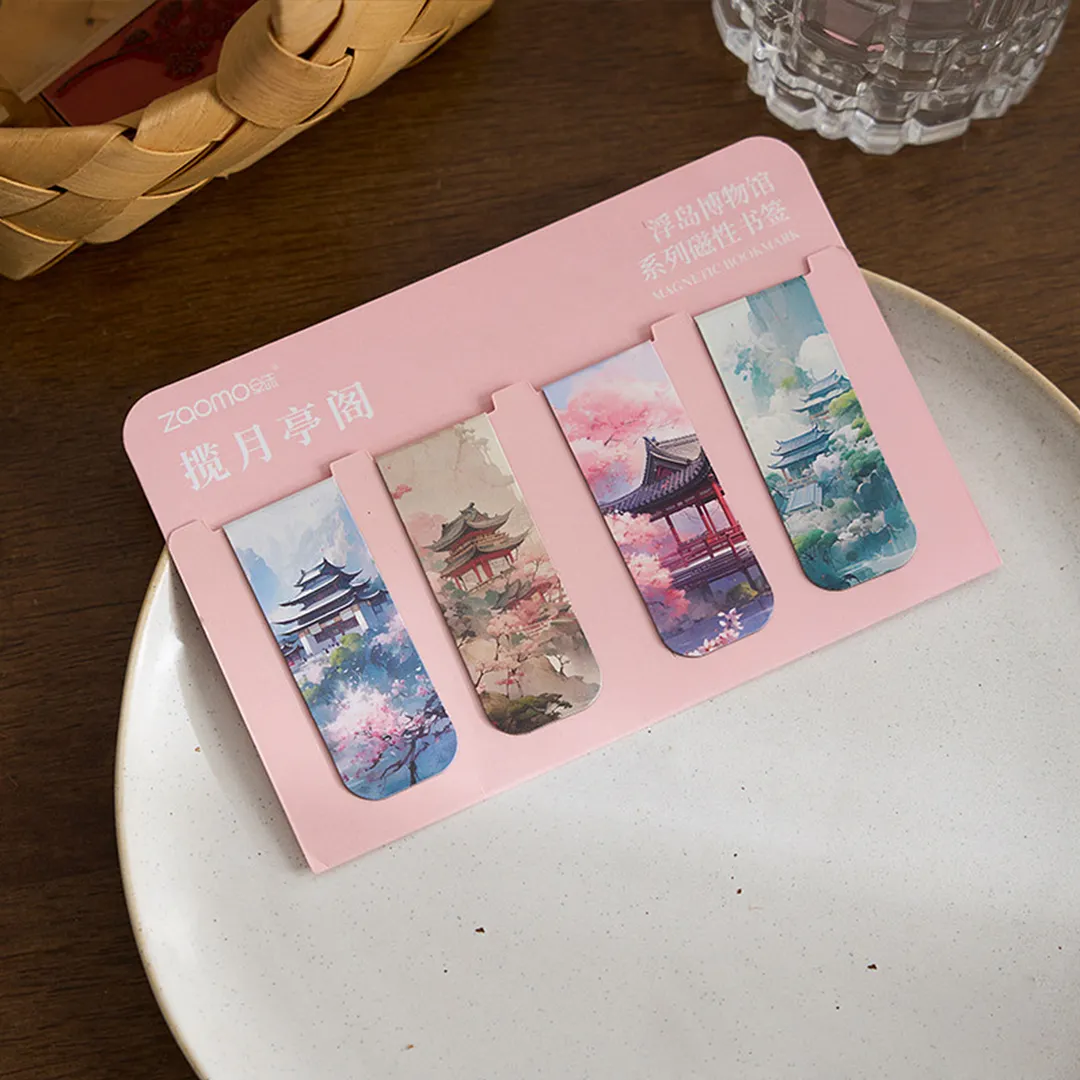 12Pcs Magnetic Art Painting Bookmark Reusable Art Works Page Clip with Strong Magnet Double-Sided for Students Home Office Reading Supplies (Style B)