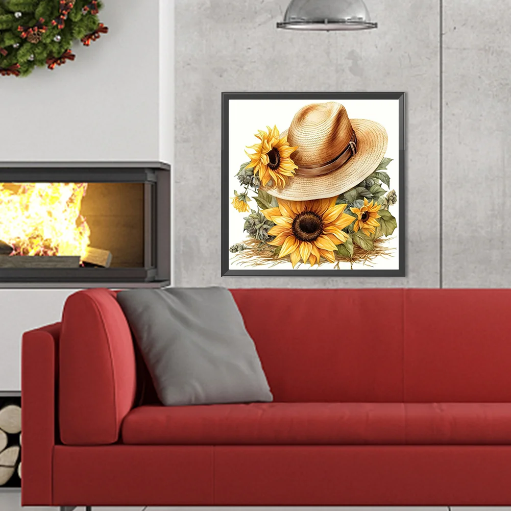 Full Round Diamond Painting 40*40cm - Sunflower Straw Hat