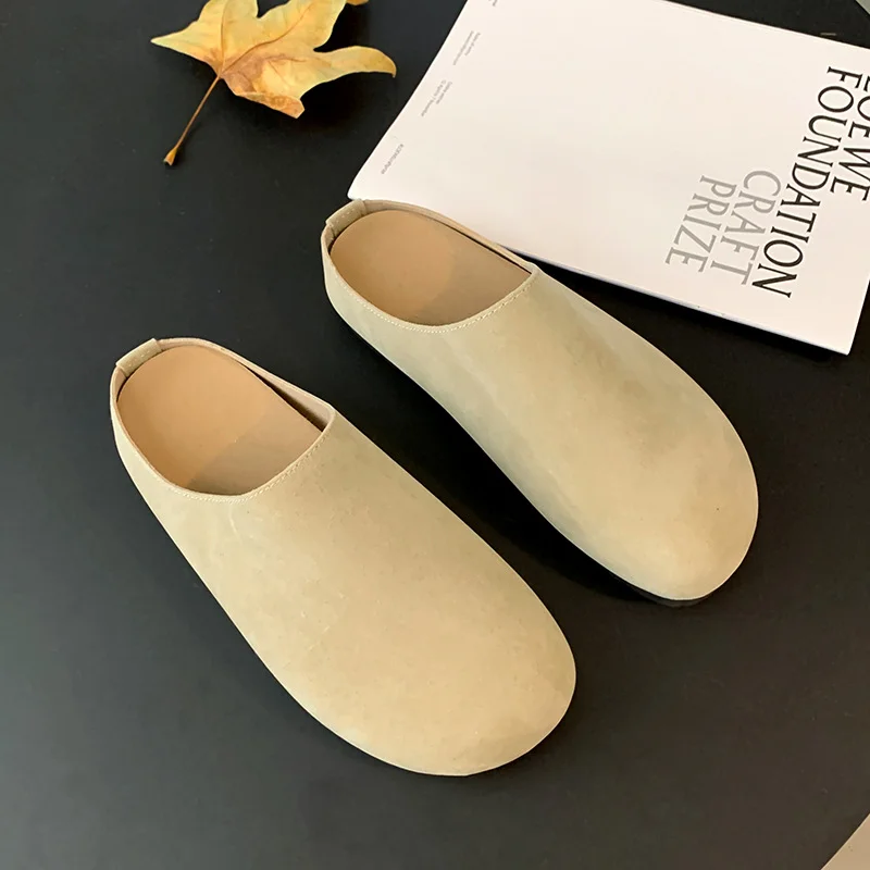 Breakj Breakj Retro Large Size Baotou Half Slippers Children 2024 New Platform Height Bokens Flat Shoes