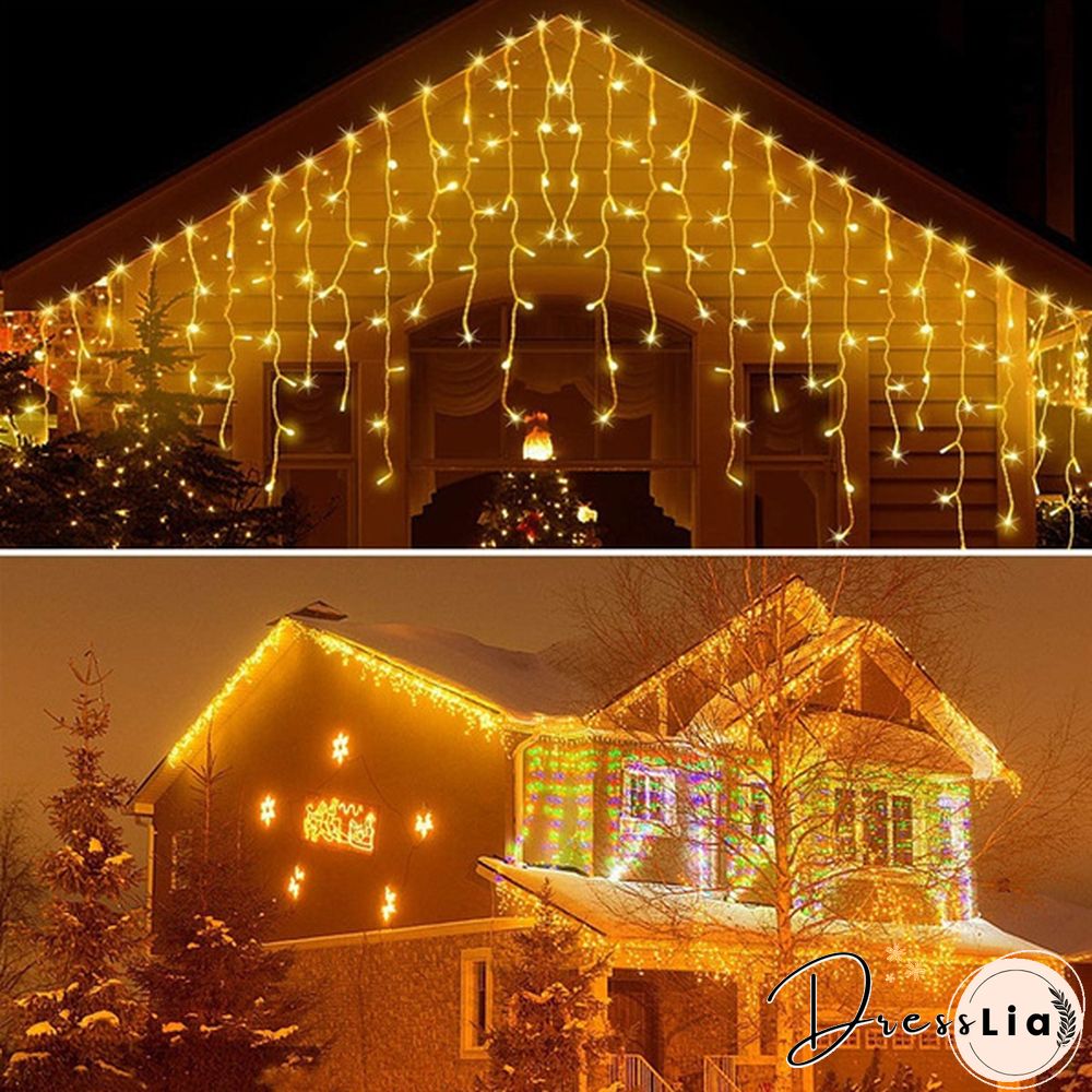 5M Christmas LED Curtain Icicle String Lights Droop 0.4-0.6m AC 110V/220V Garden Street Outdoor Decorative Holiday Light