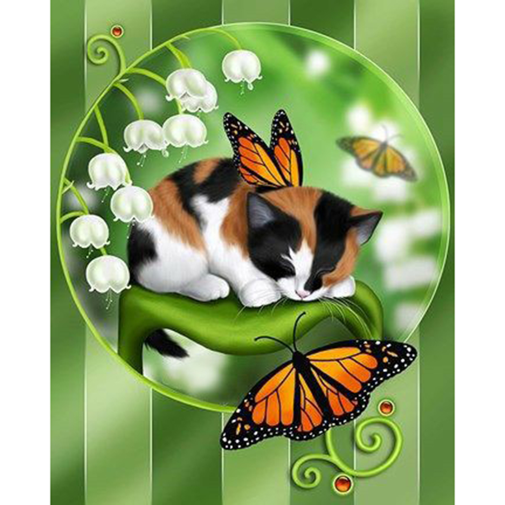 

Cat Butterfly - Round Drill Diamond Painting - 30*40CM, 501 Original