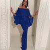 Women's Sequins Shining Cover Hip Slit Evening Gown