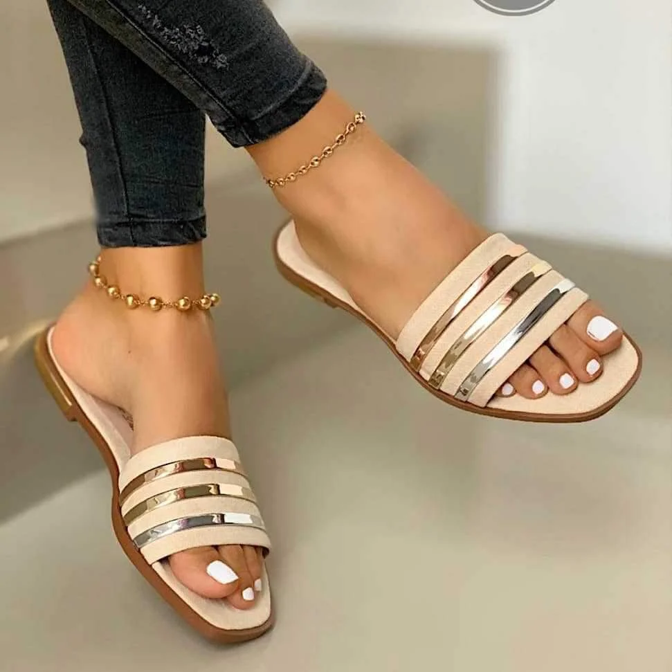 Women Sandals Fashion Slippers 2021 Summer Open Toe Slides Flat Sandal Casual Outdoor Beach Slides Women's Shoes Plus Size