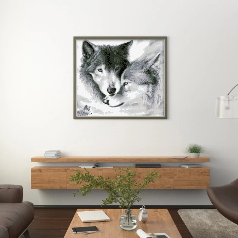 9CT Full Stamped Cross Stitch Bead Embroidery- Wolf(Canvas|48*41CM)