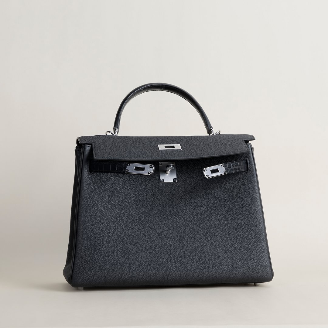 Kelly32 Touch Togo/Matte Alligator crocodile 89 Noir PHW