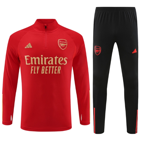 23/24 Arsenal Half-Pull Red Training Suit Jersey Set