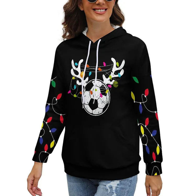 Personalized Custom Women's Off Shoulder Sleeve Hoodie Full Print Christmas