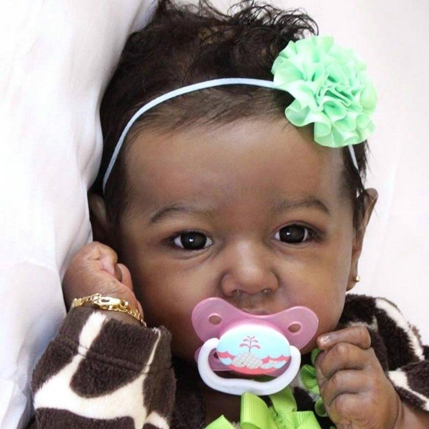 12'' Real Baby Dolls African American Black Silicone Reborn Baby Doll Girl Hayley -Creativegiftss® - [product_tag] Creativegiftss.com