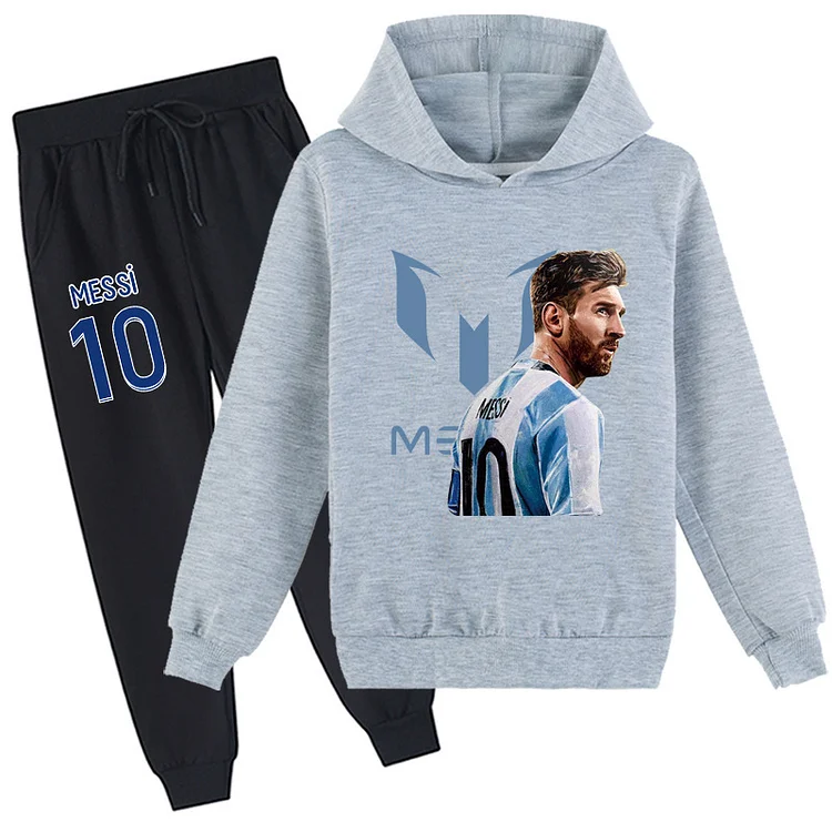 Mayoulove Messi Zipper Jacket and Trousers Set for Kids - Soccer Theme Clothing for Boys and Girls - Soft and Comfortable Sports Apparel for Outdoor Activities - Ideal for Parents and Sports Fans Alike-Mayoulove