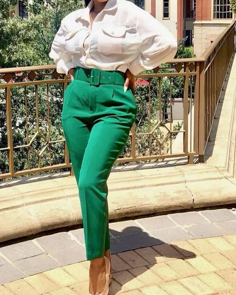 Commuter Sexy High Waist Outer Wear Trousers with Belt