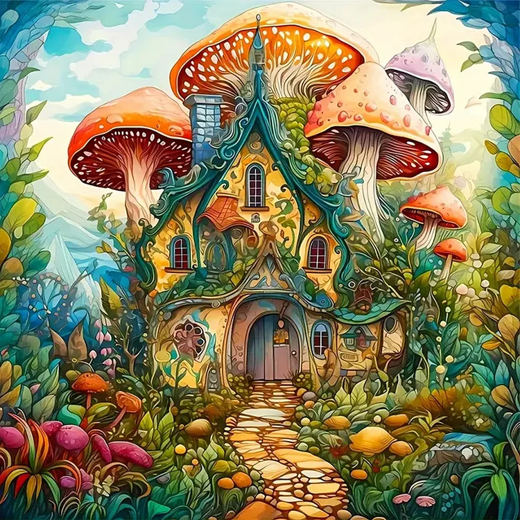 Mushroom Hut 40*40CM (Canvas) Full Round Drill Diamond Painting gbfke