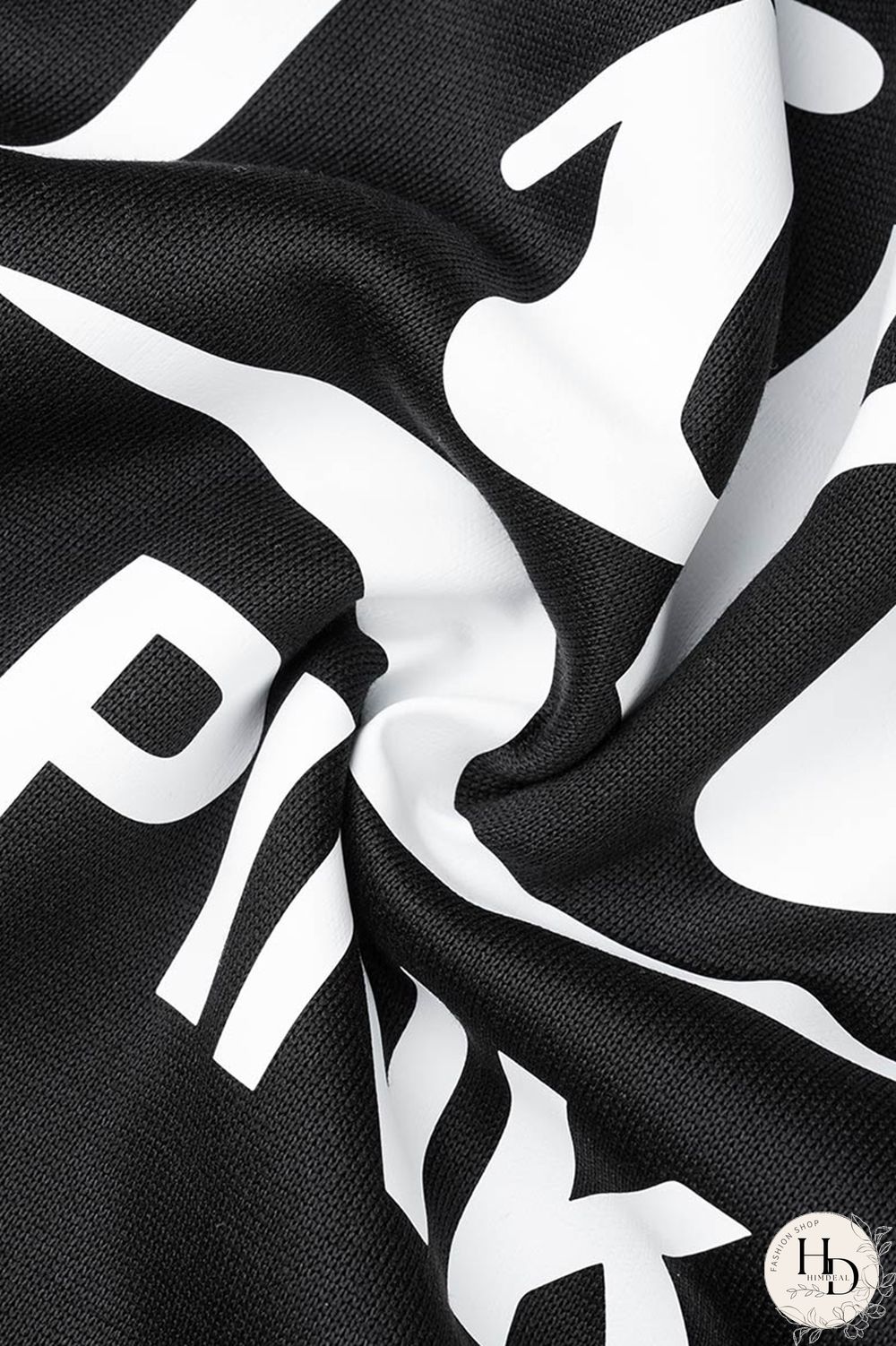 Black Fashion Casual Letter Print Basic Hooded Collar Plus Size Two Pieces