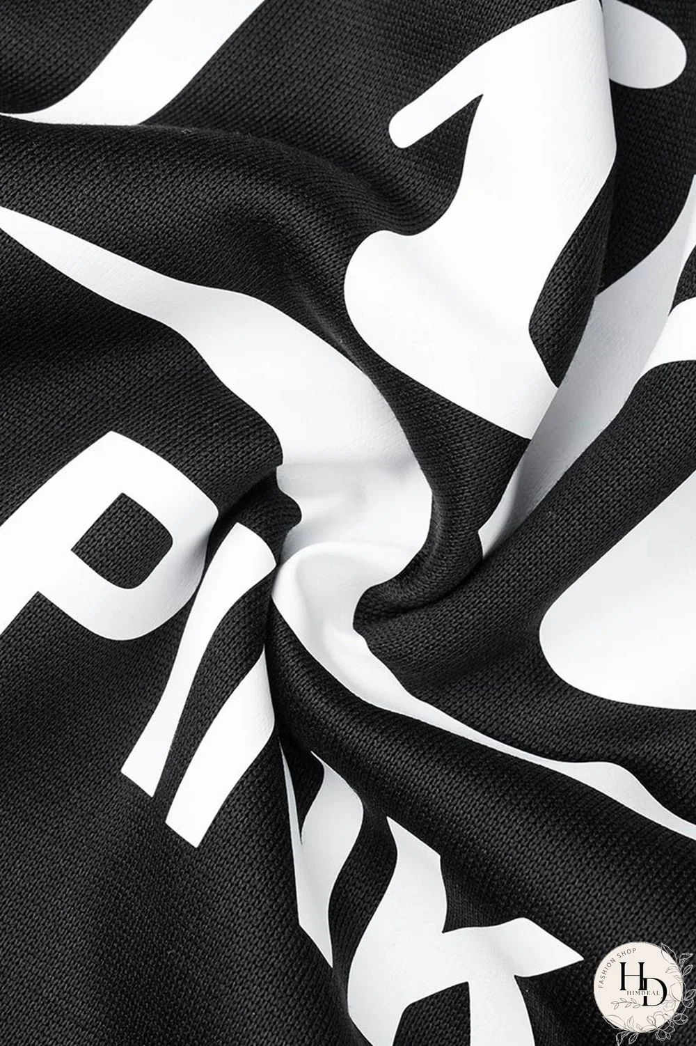 Black Fashion Casual Letter Print Basic Hooded Collar Plus Size Two Pieces