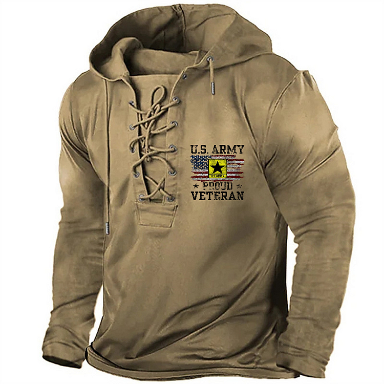 US Flag Army Proud Veteran Retro Hoodie