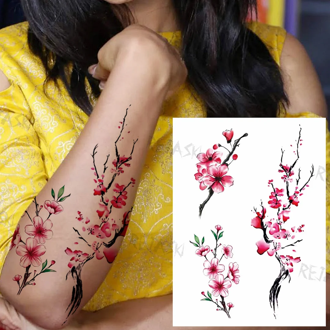 Sdrawing Butterfly Rose Flower Temporary Tattoos For Women Men Leopard Reindeer Henna Clown Fake Tatoos Waterproof Tattoo Stickers