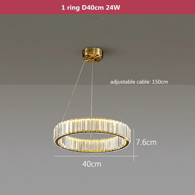 Postmodern Living Room Crystal Chandelier Remote Control Dimmable Pendant Lights Luxury Gold Steel Adjust Hanging Lamp Fixture
