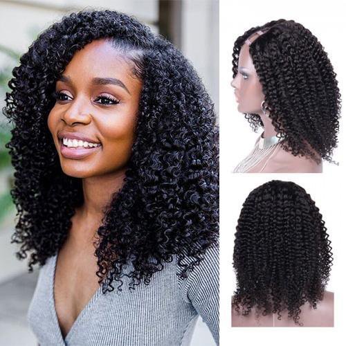 Natural Style Kinky Curly Brazilian Virgin Hair U Part Wigs