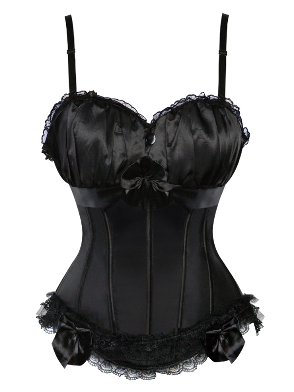 Sexy Lace-up Color-block Bowknot Spaghetti Plunging Neck Lingerie